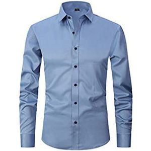Overhemden Voor Heren Kreukvrij Regular Fit Stretch Bamboe Button-down Overhemd, Casual Zakelijke Formele Button-up Overhemden (3XL,light blue)