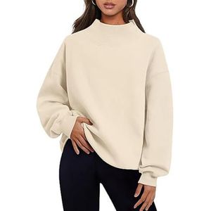 LJCM Dames fleece sweatshirt, casual damessweatshirt met halfhoge kraag voor dagelijks gebruik voor vrouwen, abrikoos, S