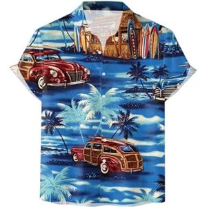 Heren Hawaiiaans Overhemd Met Korte Mouwen Zomers Bloemen Strand Funky Feest Overhemd heren t-shirt(Multi-colored D,S)
