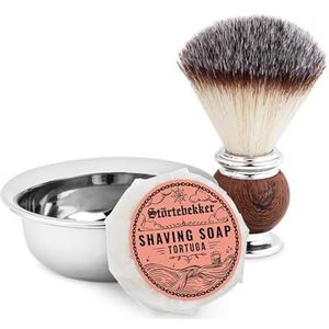 Störtebekker® Tortuga Scheerkwastenset met scheerschaal van roestvrij staal en scheerzeep [incl. scheer- en baardgids e-book] - cadeau-idee - perfecte aanvulling op scheermes en scheermes