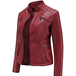 SHADIOA 2021 Leren Jas Dames Ritsen Lente Herfst Dames PU Lederen Jas Slanke Motor Biker Jas Vrouwelijke Oversized