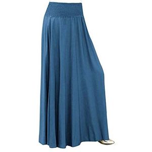 Kanpola Vintage lange geplooide rok dames maxi-rok elastische hoge taille avondrok zomerrok, 11, blauw, L