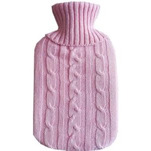 Warmwaterkruik warmwaterzak warmwaterzak handwarmer meerdere kleuren 2000 ml grote capaciteit gebreide gaashoes warm houden koud warmwaterzak (roze)