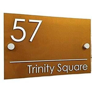 Huisnummers DIY Huisnummer MODERN HUIS TEKEN PLAQUE DEURNUMMER STRAATNAAM GLAS EFFECT ACRYL Voordeur Nummers (05)