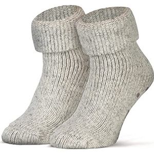 Piarini ABS antislipsokken, 1 paar, wollen sokken, wintersokken, Noorse sokken met badstof aan de binnenkant, voor dames en heren, lichtgrijs, gemêleerd, 43-46 EU