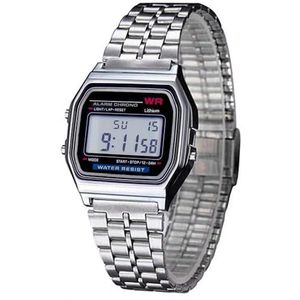 OcioDual Horloge, voor dames en heren, vintage, klassiek, metaal, digitaal, zilverkleurig, zilverkleurig, Armband