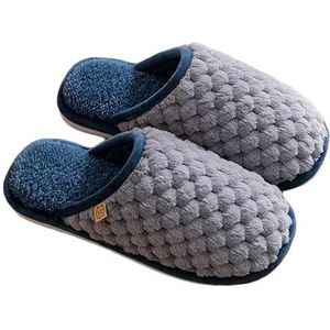 JadeRich Vrouwen Mannen Contrasterende Kleur Fuzzy Pluche Slippers Warme Comfortabele Faux Bont Antislip Paar Stijl Thuis Schoenen, Grijs, 6.5/7.5 UK