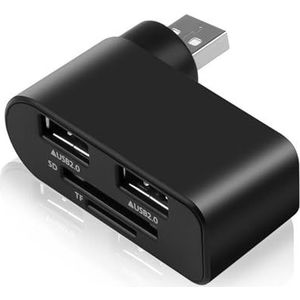 Draaibare USB-hub, 480 Mbps, multifunctionele USB-uitbreidingshub voor notebook, auto, laptop, tablet