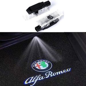 2 Stks Deur Lichten Welkom Logo Ghost Shadow Definition Auto Decoratie LED Deuren Ingang Lichten 3D Embleem Lamp (Voor Alfa), Für Al-fa