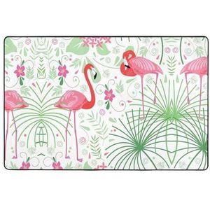 Bloemen Flamingo Plantkunde Print Ultra Zacht Vloer Tapijt, Luxe Lounge Ruimte Tapijt Ideaal Voor Woonkamer, Slaapkamer, Kinderkamer