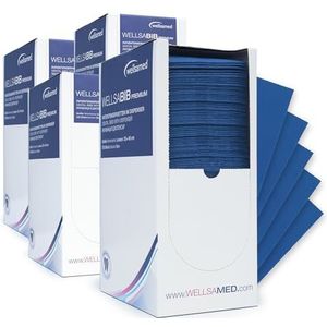 500 stuks Wellsamed wellsabib premium patiëntenservetten in dispenser 33 x 45 cm 3-laags tandheelkundige servetten tissues in dispenser (donkerblauw)