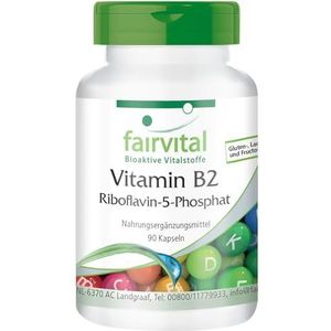 Fairvital | Riboflavine-5-fosfaat - actieve vitamine B2 - HOOG GEDOSEERD - VEGAN - 90 capsules