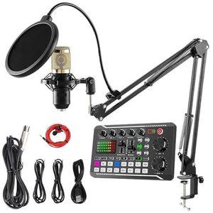 Condensatormicrofoon Met Live Geluidskaartkit, Podcastapparatuurbundel Met Stemwisselaar En Mixerfuncties For Pc-smartphone Breed Toepasbaar