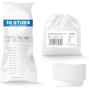 ARNOMED - Spuugzakjes - Vloeistofdichte LDPE - 2000ml - Lekvrij met Ring