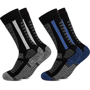 Occulto - Charlie - Kinder Skisokken - Blauw-Zwart - Pak van 2