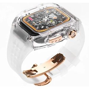 INSTR Transparante hoes met rubberen horlogebandmodkit voor Apple Watch 9/8/7/6/SE horlogeband met vlindergesp(Color:17)