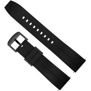 dayeer Waterdichte siliconen snelsluitingsarmband voor Tissot heren dames horlogeband voor Mido riem voor Citize horlogeband met vlindergesp (Color : Black Black 02, Size : 20mm)