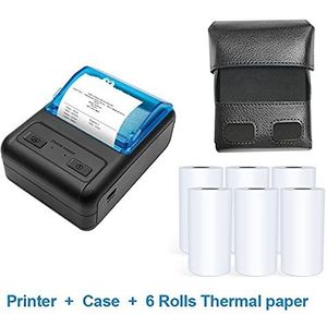 Etiketprinters Draagbare printerlabel Mini Thermische Multifunctionele Bluetooth Machine Home Office Ondersteuning Meerdere systemen (Color : Add Case Six Rolls)