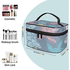 Wolken make-up tas voor vrouwen meisjes cosmetische tassen met handvat reizen make-up organizer tas, Gekleurde spoel schildpad, 8.9x5.9x5.4 Inches, Make-up zakje
