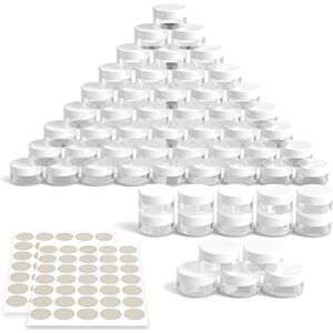 Newaner potjes, 10 g, 10 ml, crèmepotje, leeg potje, transparante potjes met schroefsluiting, potjes met stickers, ideaal voor make-up, crèmes, lotions, mini-kaarsen, wit, 60 stuks