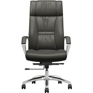 AviiSo Executive bureaustoel echt lederen computerstoel, ergonomische stoelen met hoge rugleuning kantelen en gladde rollende wielen (kleur: grijs 1)
