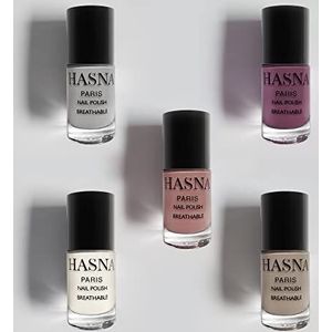 HASNA PARIS - Halal Nagellak - Eco-Responsible - Glans en lang houdbaar - Gemakkelijk aan te brengen - 5x 6ml (ALLURE)