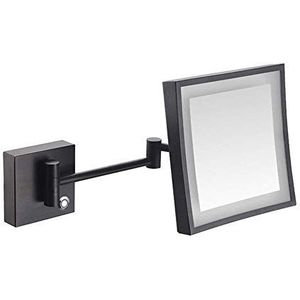 RHIYMWHKN Make-upspiegel voor wandmontage, vergroting 3x, 8 inch, uittrekbare arm, 11,9 cm verlenging, 360 graden rotatie (mat zwart)