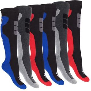 Footstar Winterkniekousen voor dames en heren, 6 paar, badstof sokken met thermo-effect, Meerkleurig, 43-46 EU