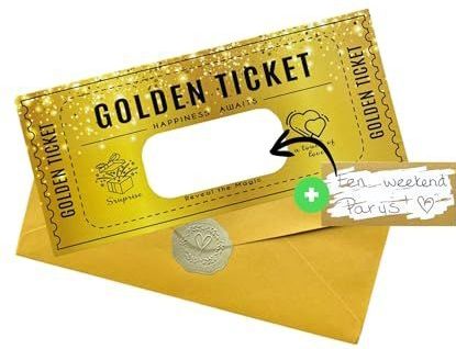 Mikki Joan - Gouden Ticket kraskaart – personaliseerbare cadeauset voor verjaardagscadeaus, bioscoopbonnen en speciale berichten – elegant gouden design