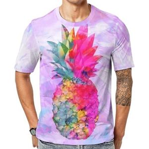 Hawaiiaanse tropische neon ananas heren korte mouw grafisch T-shirt ronde hals print casual T-shirt tops XL