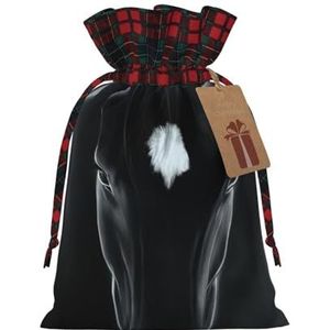 OPSREY Black Horse bedrukte herbruikbare kerstcadeauverpakking tas met trekkoord