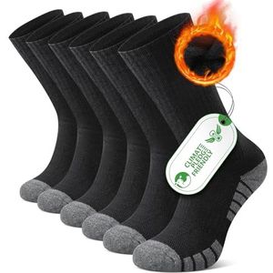 FALARY Sokken voor Mannen Maat 43-46 Warm, Wandelsokken van Merinowol Zwart, Warme Hoge Sokken voor Mannen, Antislip, Ademend, Wandelsokken voor Trekking en Winter Sport, Set van 3 Pairs