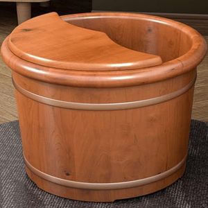 PA-DABAOO Houten Voetbassin, Huishoudelijk Voetbad, Voetdeken Van Voeten, Voetbad Met Deksel, Massief Houten Voetbad Emmer, Geschikt Voor Voetbad, Massage, Spa, Sauna, Weken,25cm