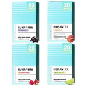 Humantra Hydratatiepakketten | Zero Sugar Electrolyt Hydration Multiplier w/Essentiële Mineralen, Boost Immuun & Metabole Functies | Elektrolyten Poeder (20 Tellen, 4 Pack Bundel)