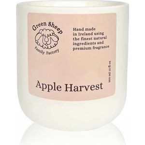 Green Sheep Double Cotton Wick Geurkaarsen | Kokoswas | Premium Katoen Wick & Geurende Oliën | Witte Keramische Pot | Hand gegoten in Ierland | Ideaal voor Mannen & Vrouwen (Appeloogst, 350 ml)
