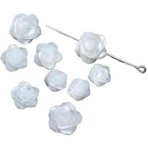 Natuurlijke witte schelp bedels Rose Flower parelmoer gesneden bloem schelp hanger voor het maken van sieraden armband DIY ketting-3 twee kanten roos-2 stuks