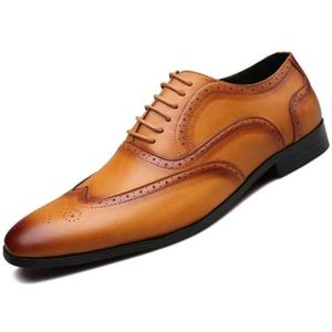 KYOESCAI Oxford herenschoenen, comfortabele antislip brogues, derby's, veterschoenen, zakelijke bruidsschoenen,Geel,38 EU