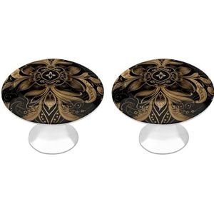 NWTRK Zwart en gouden patroon keukenkast knoppen ronde lade dressoir knop trekt decor met schroeven dressoir laden knoppen voor thuiskantoor keuken