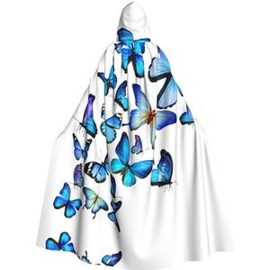 Womens Mens volledige lengte carnaval cape met capuchon cosplay kostuums mantel, 185 cm kleurrijke vlinder 1