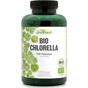 Chlorella BIO van dreikraut | 750 persen van 400 mg | 100% chlorella-algen | vrij van additieven