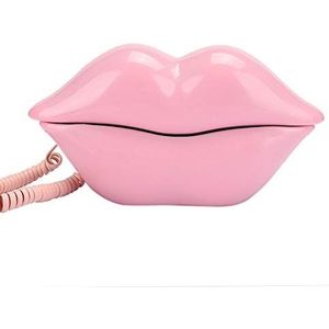 Europese stijl telefoon, vaste telefoon met snoer, creatieve modieuze roze lippen Vorm vaste desktop telefoon, draagbare huistelefoon(Roze)