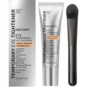 QGuoJie Instant Eye Tightener Cream met kwast, 20 ml gezichtsverstevigings- en gladmakende primer, vermindert fijne lijntjes, rimpels en kringen onder de ogen, langdurige matte finish (1)