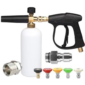 Schuimlans, schuimkanon voor hogedrukreiniger, sneeuwschuimlans, 1 liter fles met 5 schuimsproeiers, zeepdispenser, fomer, fles, schuimpistool voor autoreiniging