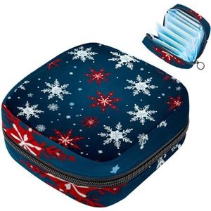 MUOOUM Kerst Sneeuwvlok Patroon Maandverband Opbergtas Menstruatie Pad Tas Draagbare Menstruatie Cup Pouch met Rits voor Tiener Meisjes Vrouwen Dames