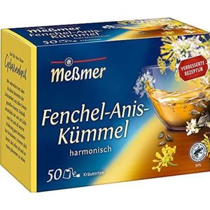 Meßmer Fenchel-Anis-Kümmel | 50 theezakjes | veganistisch | glutenvrij | lactosevrij