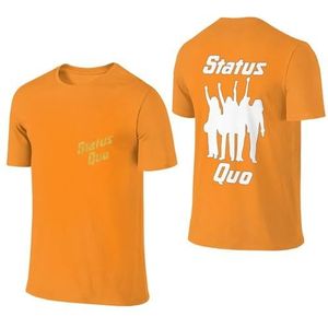 Sta-Tus Logo Qu-o Heren Katoenen T-shirt Korte Mouw Ronde Hals T-shirt voor Heren Zachte Zwarte T-shirts Basic Casual Fans Gift Tops, Oranje, 6XL