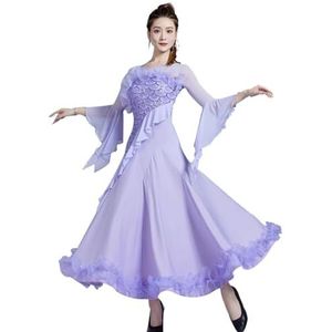FZHQNZJF Dames Wals Prestatie Dansen Uitrusten Elegant Flamenco Tango Rok Pailletten Balzaal Dans Oefening Jurken Ademend Foxtrot Salsa Danskleding,B,3XL