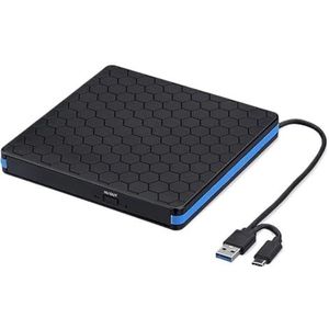 CD-schrijver Plug-and-Play USB3.0 Type C Externe DVD-RW-brander High Speed ​​Transfer CD-speler Extern Optisch Station Heldere Beeldkwaliteit Stabiele Audio(Blue Border)