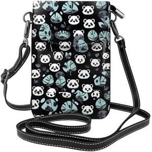 Zwart-wit Panda Gezicht Lederen Cross Body Flip Telefoon Tas Met Afneembare Schouderbanden, Gebruikt Voor Reizen, Dating, Vakantie Geschenken, Zwart, Eén maat