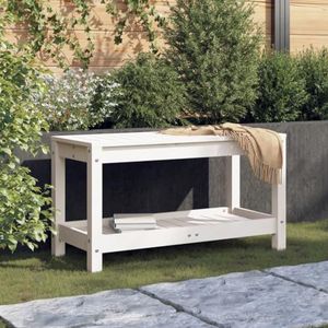 CFODOJ Huis & Tuin, Meubels-Tuinbank Wit 82,5x35x45 cm Massief Hout Grenen